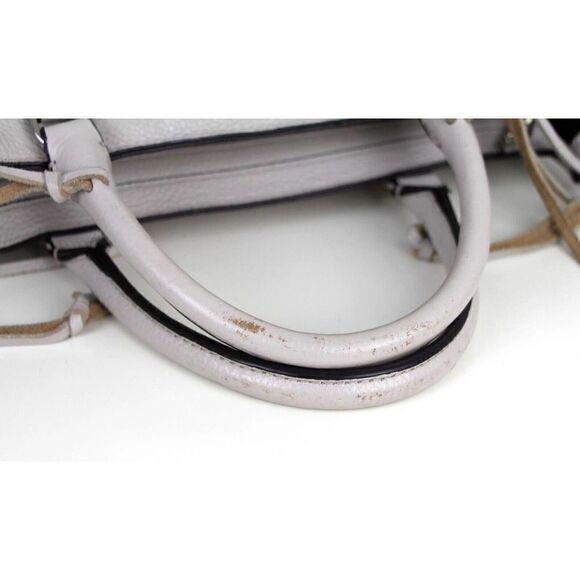 Rebecca Minkoff LIGHT GRAY GENUINE LEATHER SATCHEL SHOULDER BAG X-BODY HANDBAG - Picture 10 of 16